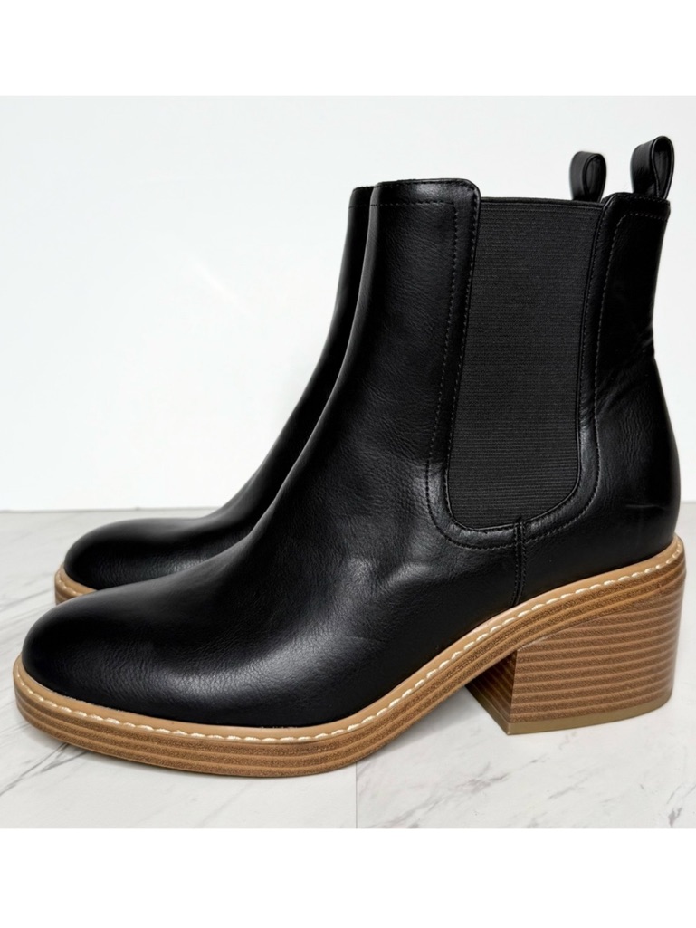 Marc Fisher Modesty Black Stacked Heel Chelsea Bootie 8 1/2 M
